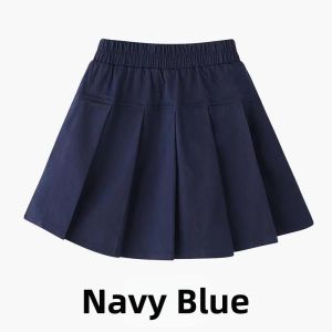 Navy Pleated Skirt