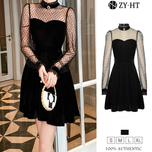 ZYHT EraVogue Womens Dresses Black Dresses Vintage Mesh Dresses Long Sleeve Dresses Formal Party Dresses Banquet Dresses Work Dresses Birthday Party Dresses 21445