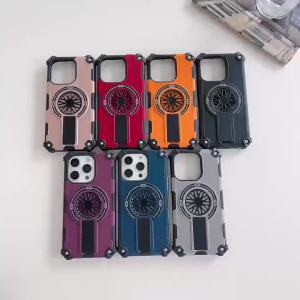 For Magsafe Magnetic Fold Bracket Solid Color Armored Phone Case For Samsung S25 Ultra Edge S23 S22 S24 Ultra Plus Bumper Cover