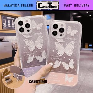 REDMI 9A 10C transparent camera protect shining glitter butterfly stand soft case
