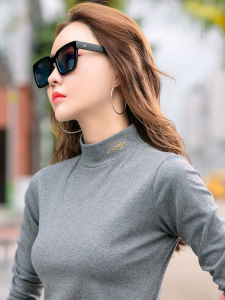 Pure Cotton Mid-Collar Bottoming Shirt Womens Fall/Winter Slim Thick Half-High Collar Long Sleeves T-Shirt Western Style Warm Inner Wear Blouse Fashion