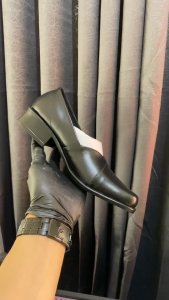 LIKA Sahara - Sepatu Slip On Wanita Kulit Pantofel Hitam Formal Kerja Hak 3 Cm