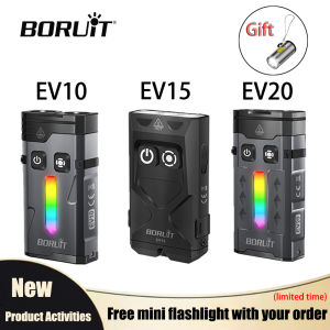 BORUiT EV20 UV LED Keychain Flashlight Type-C Rechargeable Magnetic Work Light with Hat Clip EDC Pocket Torch for Camping