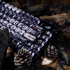 122-Key Translucent Keycaps Unique Artistic ASA Height Morse Cipher Theme Black And Blue Color Combination PBT Material