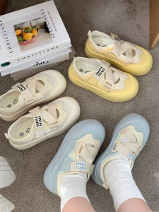 Breathable Summer Thick Bottom Platform Sneakers Womens Casual Mary Jane Shoes Magic Tape Slip-On Flat Rubber Sole Shoes