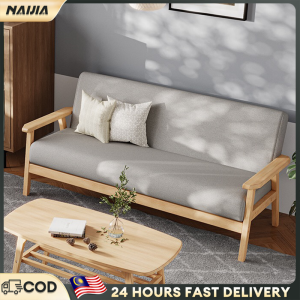 NAIJIA Sofa 1/2/3 Seater Fabric Sofa Living Room Dustproof Nordic Solid Wood Kerusi Sofa Ruang Tamu沙發