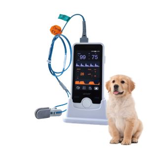Veterinary handheld animal vital sign monitor for real-time monitoring of blood pressure blood oxygen pulse rate small pet emergency diagnosis equipment high-precision animal vital sign monitor