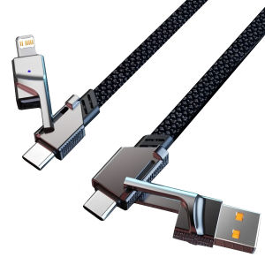 Phone Fast Charging Cable 2IN1 USB-A Type-C Data cord for iPhone Samsung Huawei Xiaomi Pad Multi Port USB-C USB-L Braid Cable