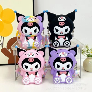 Melo homeKuromi Silicon Bag Multifunctional Y2K Cartoon Coin Purse Kawaii Zipper Wallets Shoulder Bag girl