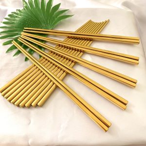 Combo 10 Đôi Đũa Inox 304 Mạ Titanium Vàng Sang Trọng-Đũa Thế Hệ Mới-Đũa Hàn-Nhật -Trung