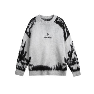 Tired American Lazy Apocalyptic Style Mermaid Knitwear Mens Autumn Winter Hoodie Couples Loose Fit Long Sleeve round Neck