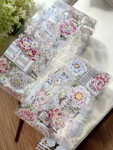 Fairy Lights Journal - READY STOCK/ art journaling/ scrapbook deco/ ZYS: Snow Peony floral PET tape with raised shell effect