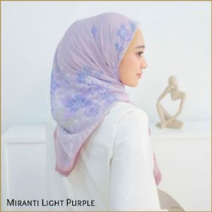 Kerudung Voal Motif Premium Laser Cut Hijab Segi empat Motif Flower Jilbab Segiempat Mewah Terbaru Kekinian Design Light Purple Miranti