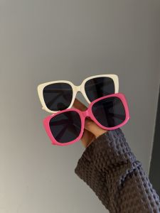 แว่นกันแดดทรงสี่เหลี่ยมป้องกัน UVA สำหรับผู้หญิง สไตล์ย้อนยุค สีชมพู ขนาดใหญ่ แว่นกันแดดทรงกลมสำหรับใบหน้ากลม