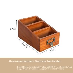 ciiemen | Retro Wooden Desktop Pen Holder Storage Organizer