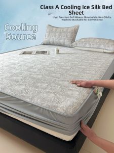 BEIPIN | Cooling Icemilk Bedding Set Machine Washable Foldable Double Bed Use Air Conditioner Soft Mattress Cover