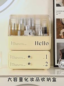 Tủ Đựng Mỹ PhẩmĐồ Trang Điểm 3 Tầng H2K Cao Cấp Và Hộp Đựng Cọ Trang Điểm Với Nắp Đậy Chống Bụi Decor Phong Cách Châu Âu