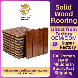 Outdoor Wooden Decking Floor Carbonized Solid Wood Outdoor Patio Garden Anti Moisture Self Installing Wood Courtyard Balcony