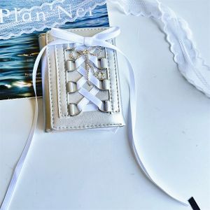 Ballet Wind Original Knot Wallet Womens Short Coin Purse Button Three Fold PU Card Holder Button Style Spring 2024