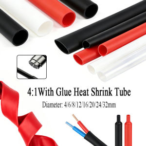 1Pcs 4/1 Heat Shrink Tube Diameter 4mm/6mm/8mm/12mm/16mm/20mm/24mm/32mm With Glue Double Wall Tube 1/3 Meter