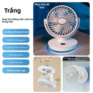 Quạt Điện Cầm Tay 2026 Có Màn Hình Kỹ Thuật Số LED Có Thể Sạc Lại Gắn Trên Tường 8H Hẹn Giờ 180 °   Đèn 7 Màu Sắc Có Thể Điều Chỉnh Chế Độ Gió Tự Nhiên Giúp Ngủ Ngon