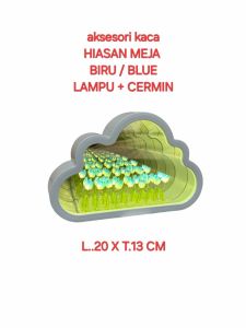 DEKORASI MEJA LAMPU CERMIN BUNGA TULIP MIX COLOUR BIRU UNGU PINK