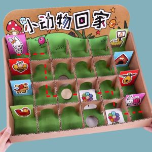 Educational DIY Maze Box Toy for Kindergarten Preschool Children Waste Utilization Intelligence Enhancement Animal Theme
