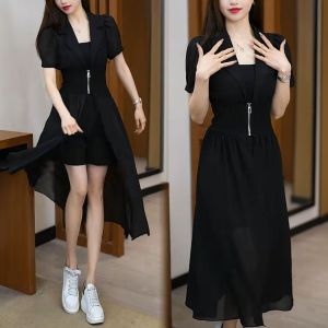Fashionable Three-Piece Set Slimming Vest Short Shorts Belly Concealing Dress plus Size V-Neck Sleeveless Summer New Arrival