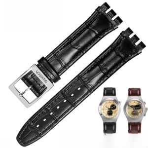 Swatch Swatch Genuine Leather Watch Band Yrs YCS Original Concave-Convex Mens and Womens Belt 17 19mm Pin Buckle