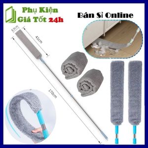 Chổi Quét Gầm Giường  Nóc Tủ Trần Nhà  Khe Hẹp Kiêm Cây Lau Tiện Ích – Chổi Quét Trần Đầu Dẹt  Uốn Dẻo Kèm Bông Lau Cao Cấp