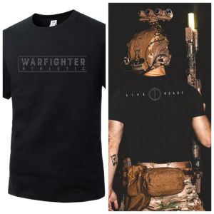 Summer American Military Style WARFIG Tactical Round Neck Short Sleeve Tough Guy Club Fashion Printed Short Sleeve for Men