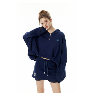 Turn Signal | Half-Zip Hoodie Women Loose Short Sleeve