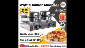 🔥READY STOCK🔥SHIP OUT IN 24Hrs🔥 Commercial Stainless-Steel 18CM Double Head Electric Waffle Maker Machine Non-Stick