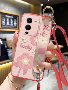 Vivo S15 pro S12 S10 Floral Phone Case Womens Crossbody Strap Stand Bracket Wristband Protective Cover Soft TPU Eco-friendly