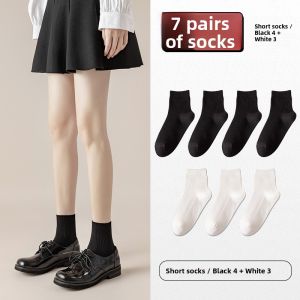 JIAZINI | Black Mid-Calf Womens Socks Winter Style Cotton Blend Comfortable All Season Long Tube Socks For Loafers And Flats