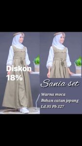 Gamis Anak Perempuan Sania Set - Bahan Catun Jepang | Desain Elegan Warna Dusty/Abu Muda/Pink | Umur 9-17 Tahun