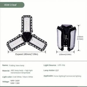 Deformable LED Garage Light With Adjustable Panels LED 45/60/80W AC110V E26/E27 Ceiling Lamp Industrial Lighting for Workshop
