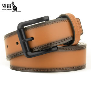 Kangaroo | Genuine Leather Pin Buckle Mens Belt for Middle-aged Businessmen
