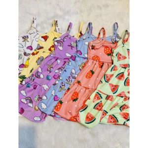 3pcs character toddler dress spaghetti layered dress pambahay 1-3years old