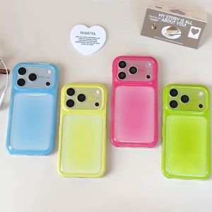 INS Cute Smudge Translucent Phone Case For iPhone 17 16 15 Pro Max Large Window Camera Protection Airbag Shockproof Bumper Cover