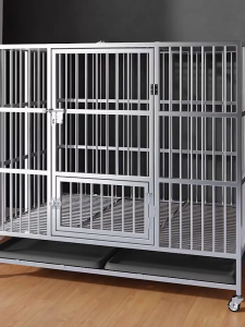 Stainless steel dog cage large dog medium dog with toilet household golden retriever dog cage house kennel gift dog bowl large size stainless cage
