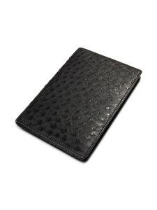 สมุดบันทึกหนัง Ostrich แท้สีดำทำมือสำหรับธุรกิจและประชุม A5 สมุดบันทึกแบบมีช่องว่างสำหรับผู้ชายและผู้หญิง