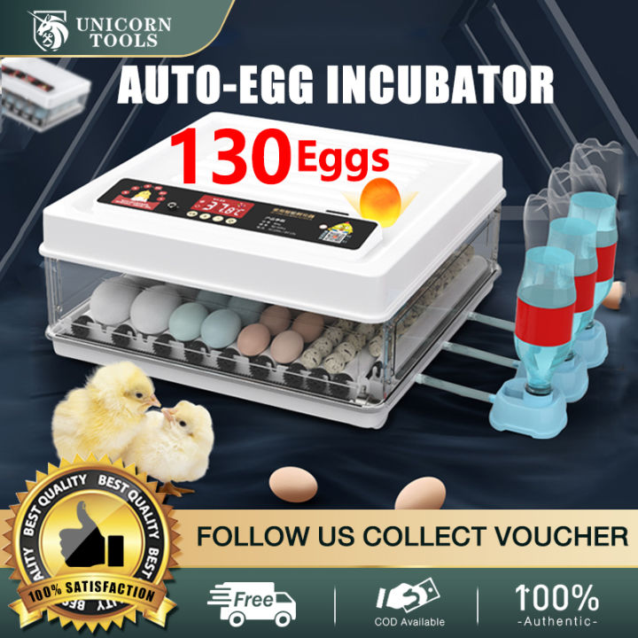 Egg Incubator130 Eggs Fully Automatic Egg Incubator Intelligent Digital Hatcher Brooder with Temperature Control and Auto Turning for Hatching Chicken Duck Goose Quail Birds, Incubators for Farm