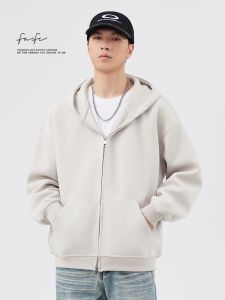 FAFC Heavyweight Spring Autumn Winter Zipper Hoodie Cardigan Mens Loose Casual American Style Couples Fashion Outerwear