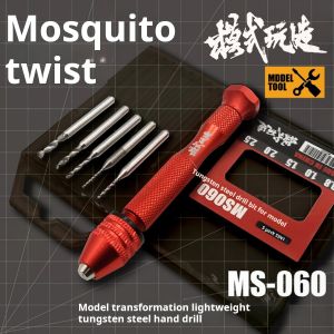 MS060 Hand Drill Set Lightweight Hand Twist Drill with 5pcs Drill Bits Match MS061 0.1mm-3.0mm Bits for Gundam DIY GK Hand Model Making Tool