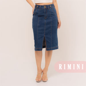 RIMINI - Rok Jeans Double Button Midi Size 26-33 - Navra Skirt 5256-1