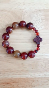 Bracelet Tràng Hạt Mân Côi Công Giáo Nam 16mm Màu Nâu Đỏ Dây Dù Chắc Chắn