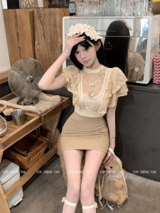 Bộ Váy Ngắn Ren Kiểu Pháp Ngọt Ngào Cho Phụ Nữ Ngoại Cỡ XZY Bộ Váy Ngắn Ôm Vừa Vặn Và Chân Váy Nửa Thân Thời Trang Mùa Hè