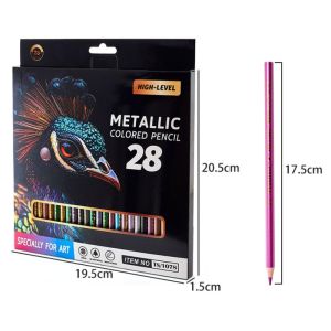 Metallic Color Pencil 12/28 Colors Drawing Pencil Set for Kids Art Supplies Kawaii Stationery