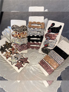 กิ๊บติดผมประดับเพชรสำหรับผู้หญิง ทรงเรียบง่าย เครื่องประดับผมสไตล์หวาน ชุบทอง ประดับเพชรเทียม ที่คาดผมข้างเดียว